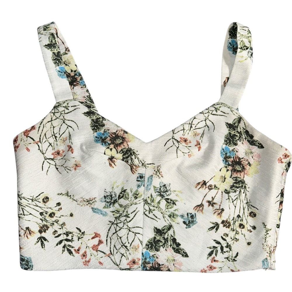 Lucy Paris Women's Medium Opal Floral Bustier Cropped Tank Top Boho Botanical